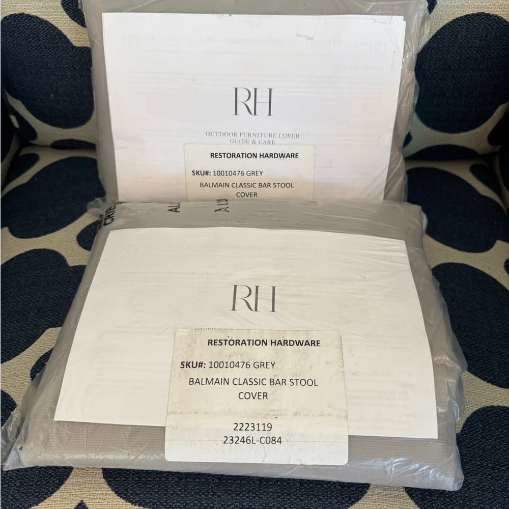 NWT RH Balmain Classic Bar Stool Covers Set of 2